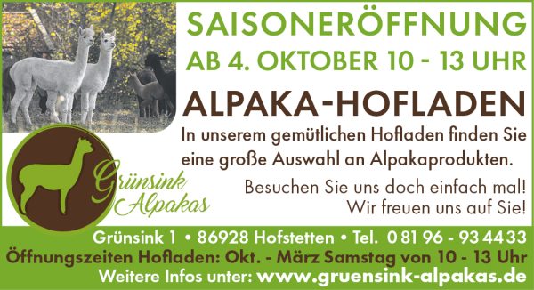 250725_Anzeige_Grünsink_Alpakas_92x50 mm_Saisoneröffnung-2025